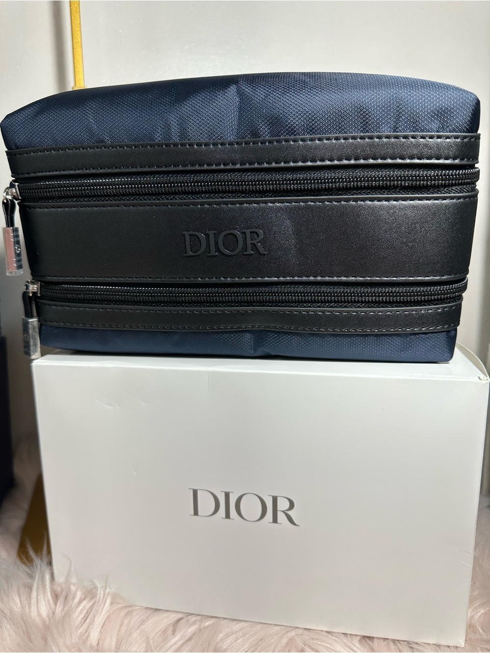Dior Navy and Black Double-Zip Toiletry Pouch